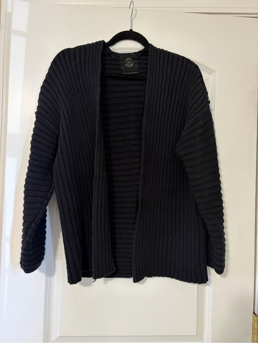 Urban Outfitters Black Ribbed Open-Front Cardigan